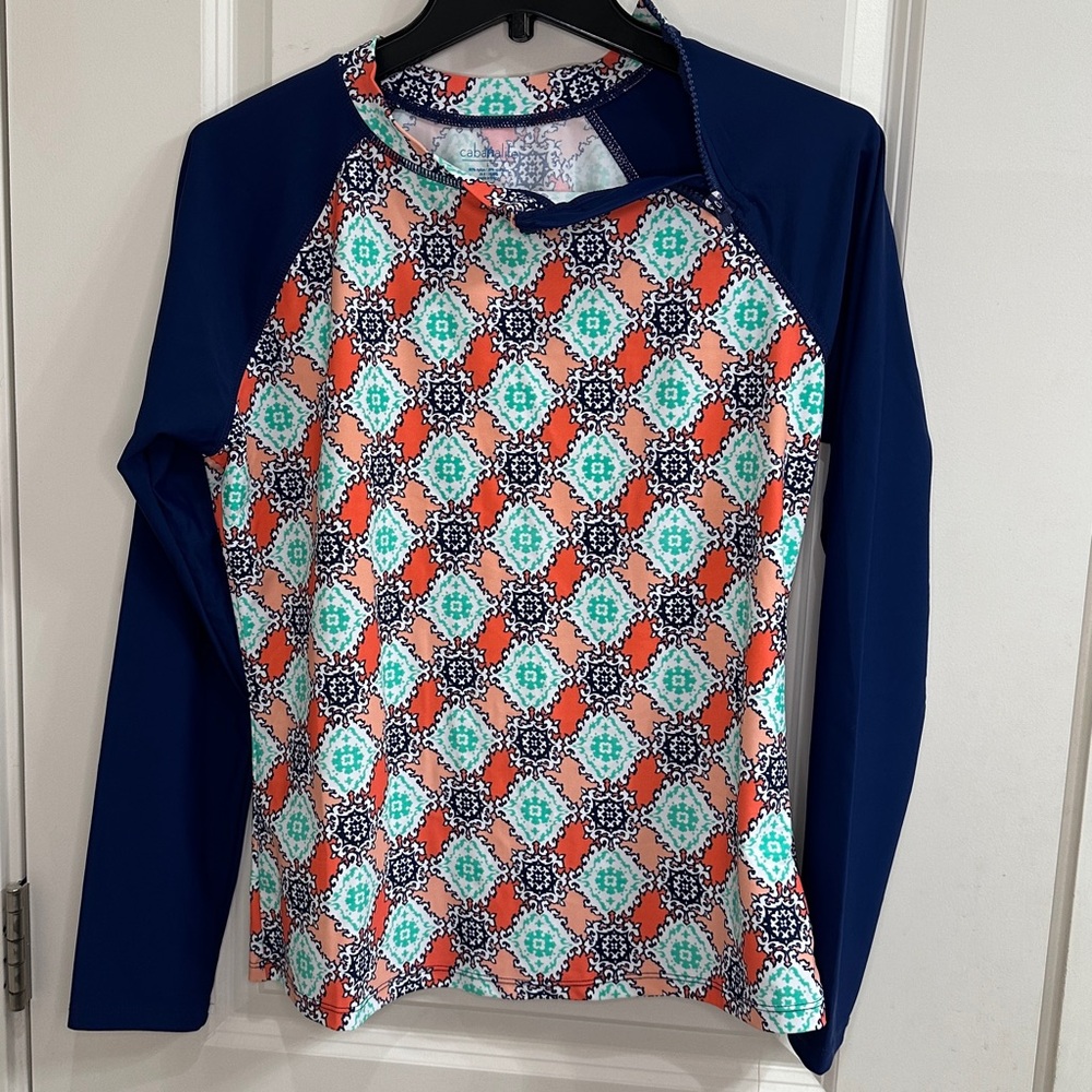 NWT Cabana Life Multicolor Patterned Rashguard